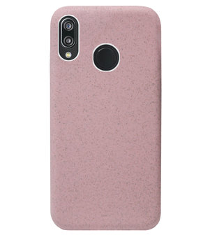 ADEL Tarwe Stro TPU Back Cover Softcase Hoesje voor Huawei P20 Lite (2018) - Duurzaam afbreekbaar Milieuvriendelijk Roze