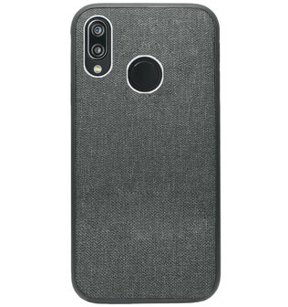 ADEL Siliconen Back Cover Softcase Hoesje voor Huawei P20 Lite (2018) - Stoffen Design Grijs