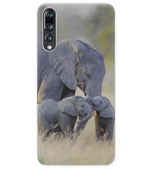 ADEL Siliconen Back Cover Softcase Hoesje voor Huawei P20 Pro - Olifant Familie