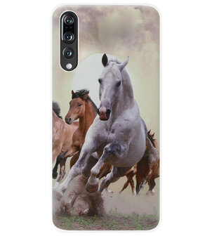 ADEL Siliconen Back Cover Softcase Hoesje voor Huawei P20 Pro - Paarden