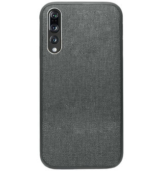 ADEL Siliconen Back Cover Softcase Hoesje voor Huawei P20 Pro - Stoffen Design Grijs