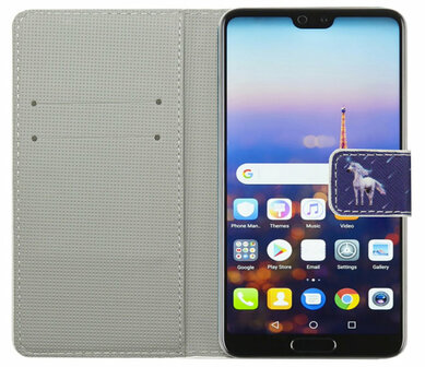 ADEL Kunstleren Book Case Portemonnee Pasjes Hoesje voor Huawei P10 Plus - Paarden Eenhoorn