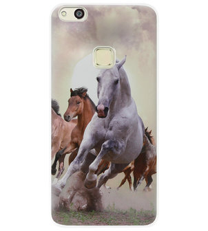 ADEL Siliconen Back Cover Softcase Hoesje voor Huawei P10 Lite - Paarden