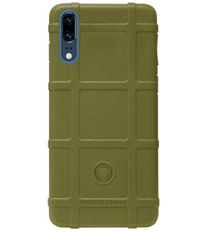 RUGGED SHIELD Rubber Bumper Case Hoesje voor Huawei P20 - Groen