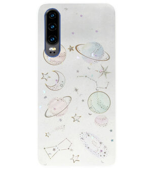 ADEL Siliconen Back Cover Softcase Hoesje voor Huawei P30 - Heelal Bling Bling