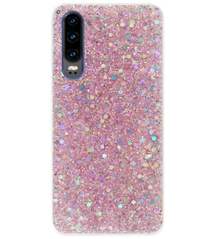 ADEL Premium Siliconen Back Cover Softcase Hoesje voor Huawei P30 - Bling Bling Roze