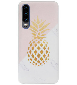 ADEL Siliconen Back Cover Softcase Hoesje voor Huawei P30 - Ananas Roze Goud