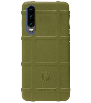 RUGGED SHIELD Rubber Bumper Case Hoesje voor Huawei P30 - Groen