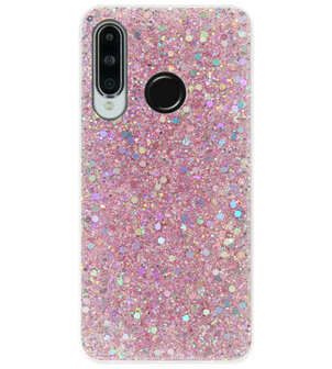 ADEL Premium Siliconen Back Cover Softcase Hoesje voor Huawei P30 Lite - Bling Bling Roze