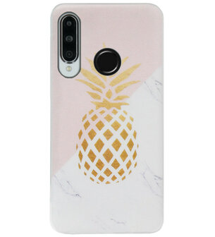 ADEL Siliconen Back Cover Softcase Hoesje voor Huawei P30 Lite - Ananas Roze Goud