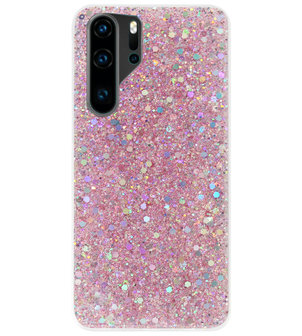 ADEL Premium Siliconen Back Cover Softcase Hoesje voor Huawei P30 Pro - Bling Bling Roze