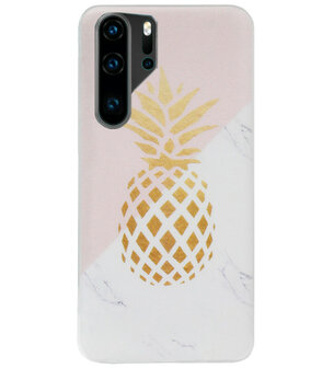 ADEL Siliconen Back Cover Softcase Hoesje voor Huawei P30 Pro - Ananas Roze Goud