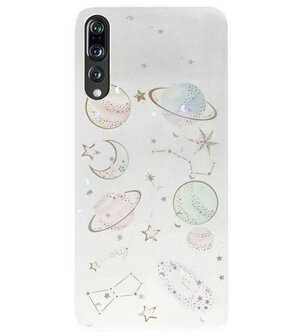 ADEL Siliconen Back Cover Softcase Hoesje voor Huawei P20 Pro - Heelal Bling Bling