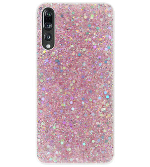 ADEL Premium Siliconen Back Cover Softcase Hoesje voor Huawei P20 Pro - Bling Bling Roze