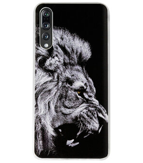 ADEL Siliconen Back Cover Softcase Hoesje voor Huawei P20 Pro - Leeuw Zwart