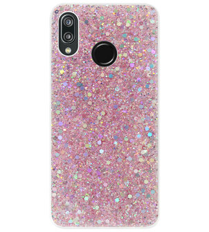 ADEL Premium Siliconen Back Cover Softcase Hoesje voor Huawei P20 Lite (2018) - Bling Bling Roze