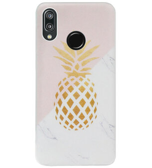 ADEL Siliconen Back Cover Softcase Hoesje voor Huawei P20 Lite (2018) - Ananas Roze Goud