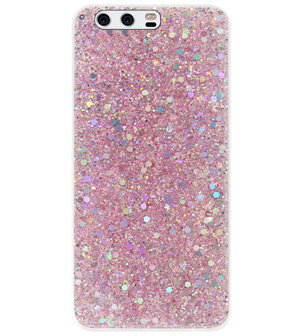 ADEL Premium Siliconen Back Cover Softcase Hoesje voor Huawei P10 - Bling Bling Roze