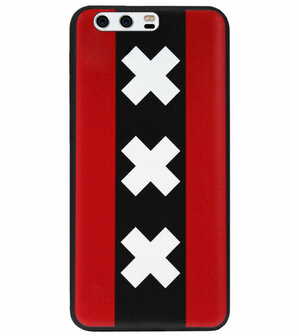 ADEL Siliconen Back Cover Softcase Hoesje voor Huawei P10 - Amsterdam Andreaskruisen