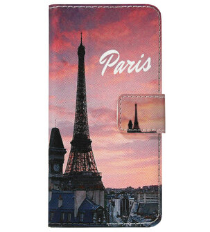 ADEL Kunstleren Book Case Pasjes Portemonnee Hoesje voor Samsung Galaxy A6 Plus (2018) - Parijs Eiffeltoren