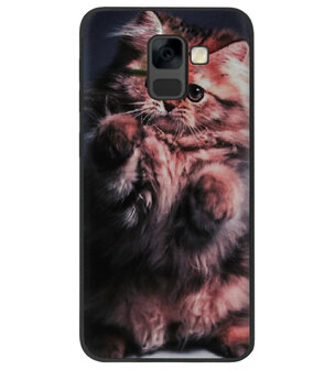 ADEL Siliconen Back Cover Softcase Hoesje voor Samsung Galaxy A8 Plus (2018) - Kat Schattig