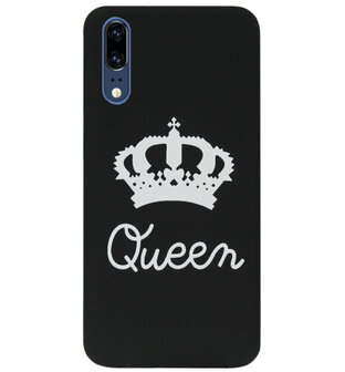 ADEL Siliconen Back Cover Softcase Hoesje voor Huawei P20 - Queen Zwart