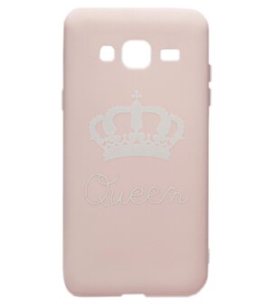 ADEL Siliconen Back Cover Softcase Hoesje voor Samsung Galaxy J7 (2015) - Queen Roze