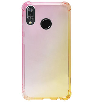 ADEL Siliconen Back Cover Softcase Hoesje voor Huawei P20 Lite (2018) - Kleurovergang Roze Geel