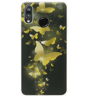 ADEL Siliconen Back Cover Softcase Hoesje voor Huawei P20 Lite (2018) - Vlinder Goud
