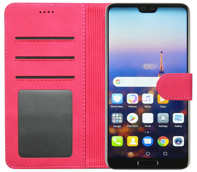 ADEL Kunstleren Book Case Pasjes Portemonnee Hoesje voor Huawei P20 Lite (2018) - Roze