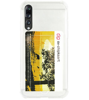 ADEL Siliconen Back Cover Softcase Hoesje voor Huawei P20 Pro - Pasjeshouder Doorzichtig