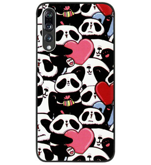 ADEL Siliconen Back Cover Softcase Hoesje voor Huawei P20 Pro - Panda Hartjes