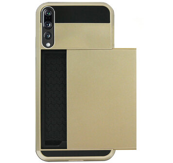 ADEL Kunststof Back Cover Hardcase Hoesje voor Huawei P20 Pro - Pasjeshouder Goud