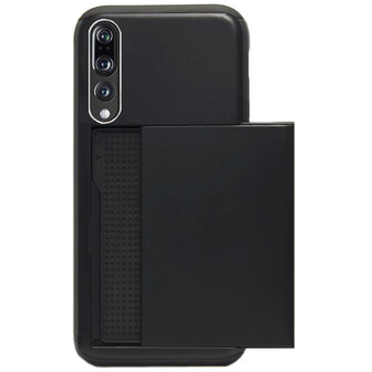 ADEL Kunststof Back Cover Hardcase Hoesje voor Huawei P20 Pro - Pasjeshouder Zwart