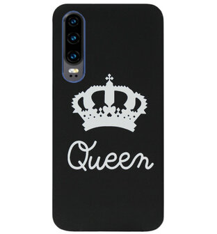 ADEL Siliconen Back Cover Softcase Hoesje voor Huawei P30 - Queen Zwart