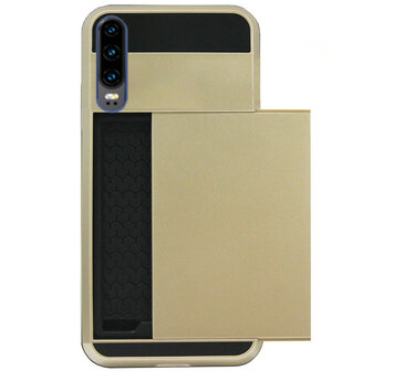 ADEL Kunststof Back Cover Hardcase Hoesje voor Huawei P30 - Pasjeshouder Goud