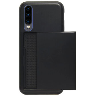 ADEL Kunststof Back Cover Hardcase Hoesje voor Huawei P30 - Pasjeshouder Zwart