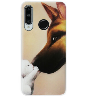ADEL Siliconen Back Cover Softcase Hoesje voor Huawei P30 Lite - Hond Kat Familie