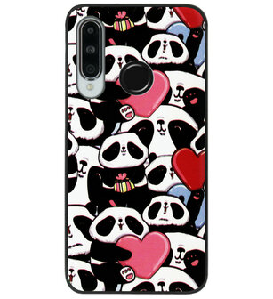 ADEL Siliconen Back Cover Softcase Hoesje voor Huawei P30 Lite - Panda Hartjes