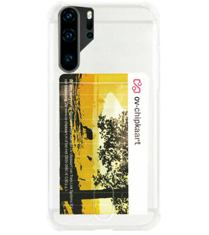 ADEL Siliconen Back Cover Softcase Hoesje voor Huawei P30 Pro - Pasjeshouder Doorzichtig