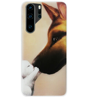 ADEL Siliconen Back Cover Softcase Hoesje voor Huawei P30 Pro - Hond Kat Familie