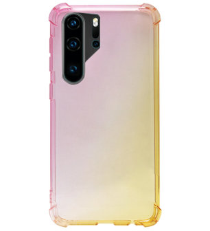 ADEL Siliconen Back Cover Softcase Hoesje voor Huawei P30 Pro - Kleurovergang Roze Geel