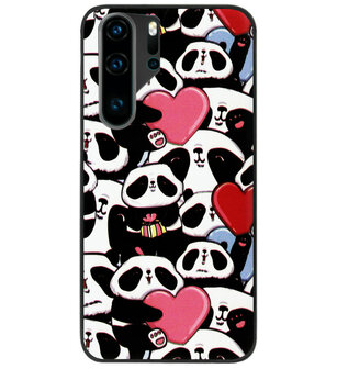 ADEL Siliconen Back Cover Softcase Hoesje voor Huawei P30 Pro - Panda Hartjes