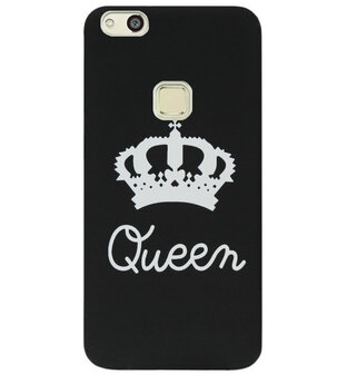 ADEL Siliconen Back Cover Softcase Hoesje voor Huawei P10 Lite - Queen Zwart