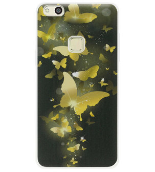 ADEL Siliconen Back Cover Softcase Hoesje voor Huawei P10 Lite - Vlinder Goud