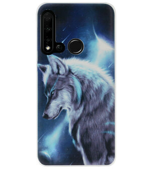 ADEL Siliconen Back Cover Softcase Hoesje voor Huawei P20 Lite (2019) - Wolf