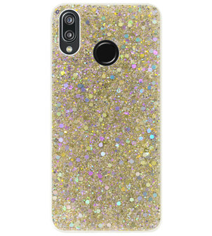ADEL Premium Siliconen Back Cover Softcase Hoesje voor Huawei P20 Lite (2018) - Bling Bling Glitter Goud