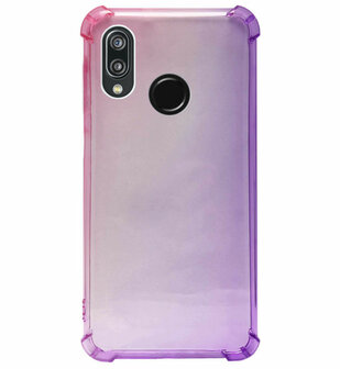 ADEL Siliconen Back Cover Softcase Hoesje voor Huawei P20 Lite (2018) - Kleurovergang Roze Paars