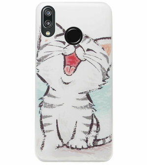 ADEL Siliconen Back Cover Softcase Hoesje voor Huawei P20 Lite (2018) - Kat Schattig