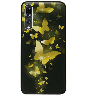 ADEL Siliconen Back Cover Softcase Hoesje voor Huawei P20 Pro - Vlinder Goud